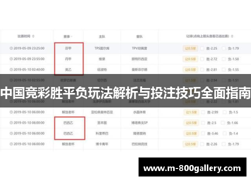 中国竞彩胜平负玩法解析与投注技巧全面指南